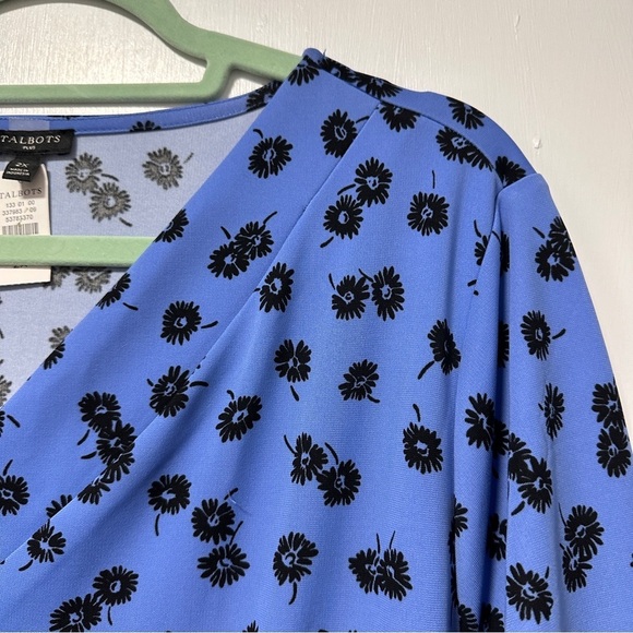 Talbots Blue Floral Jersey Faux Wrap Dress Womens Plus Size 2X NWT Spring Office - Picture 9 of 17